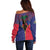 Haiti Heritage Month Off Shoulder Sweater Zipper Stylized