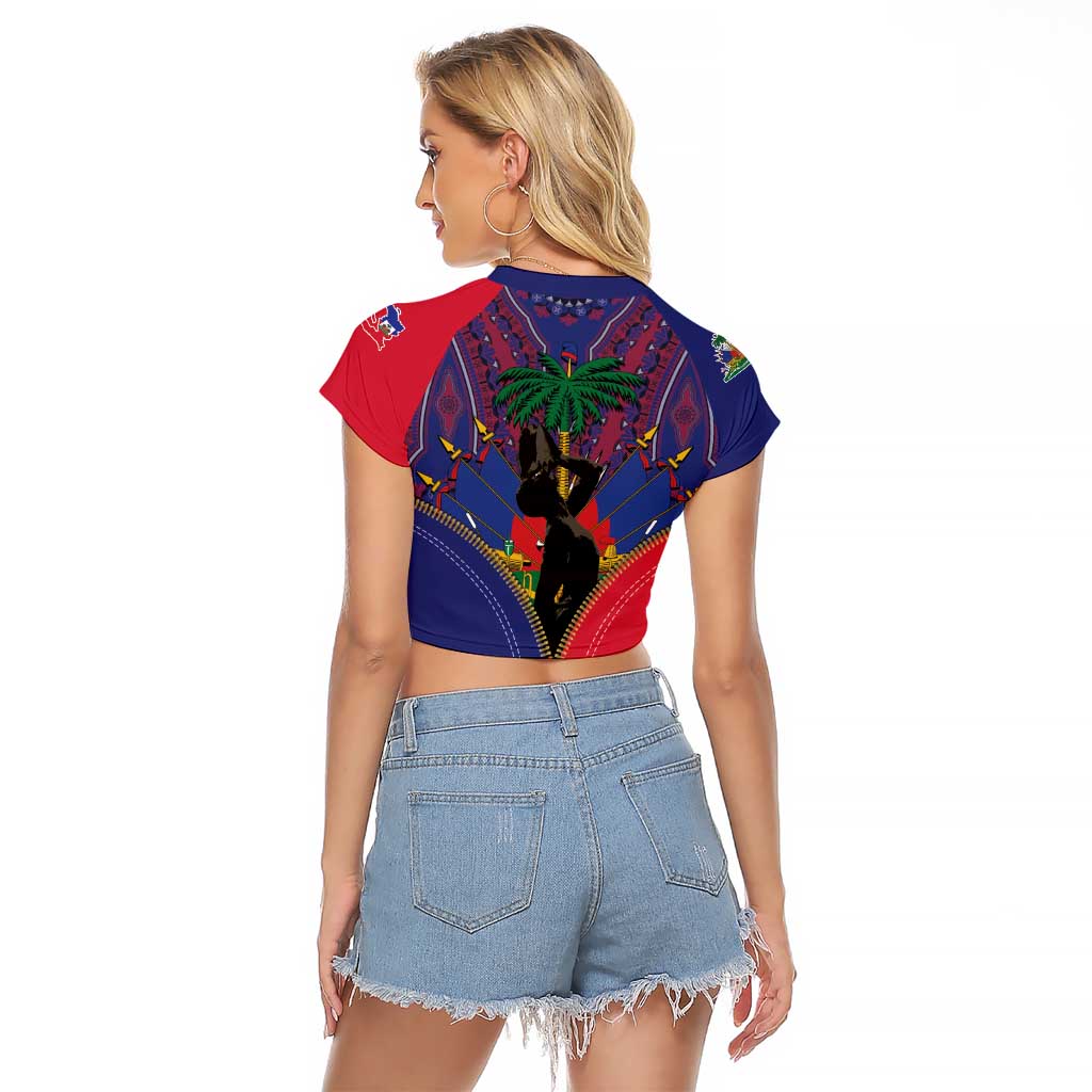 Haiti Heritage Month Raglan Cropped T Shirt Zipper Stylized