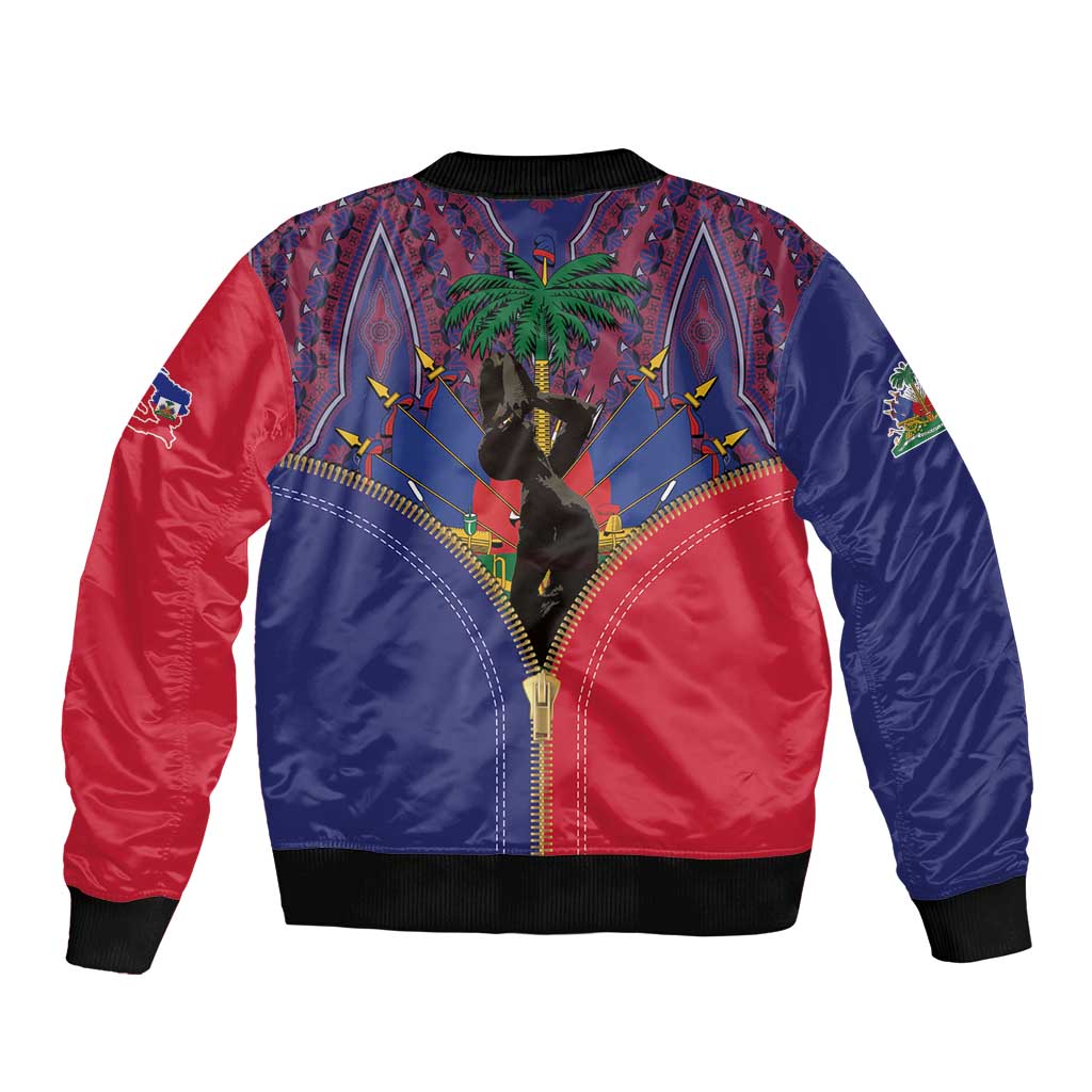 Haiti Heritage Month Sleeve Zip Bomber Jacket Zipper Stylized