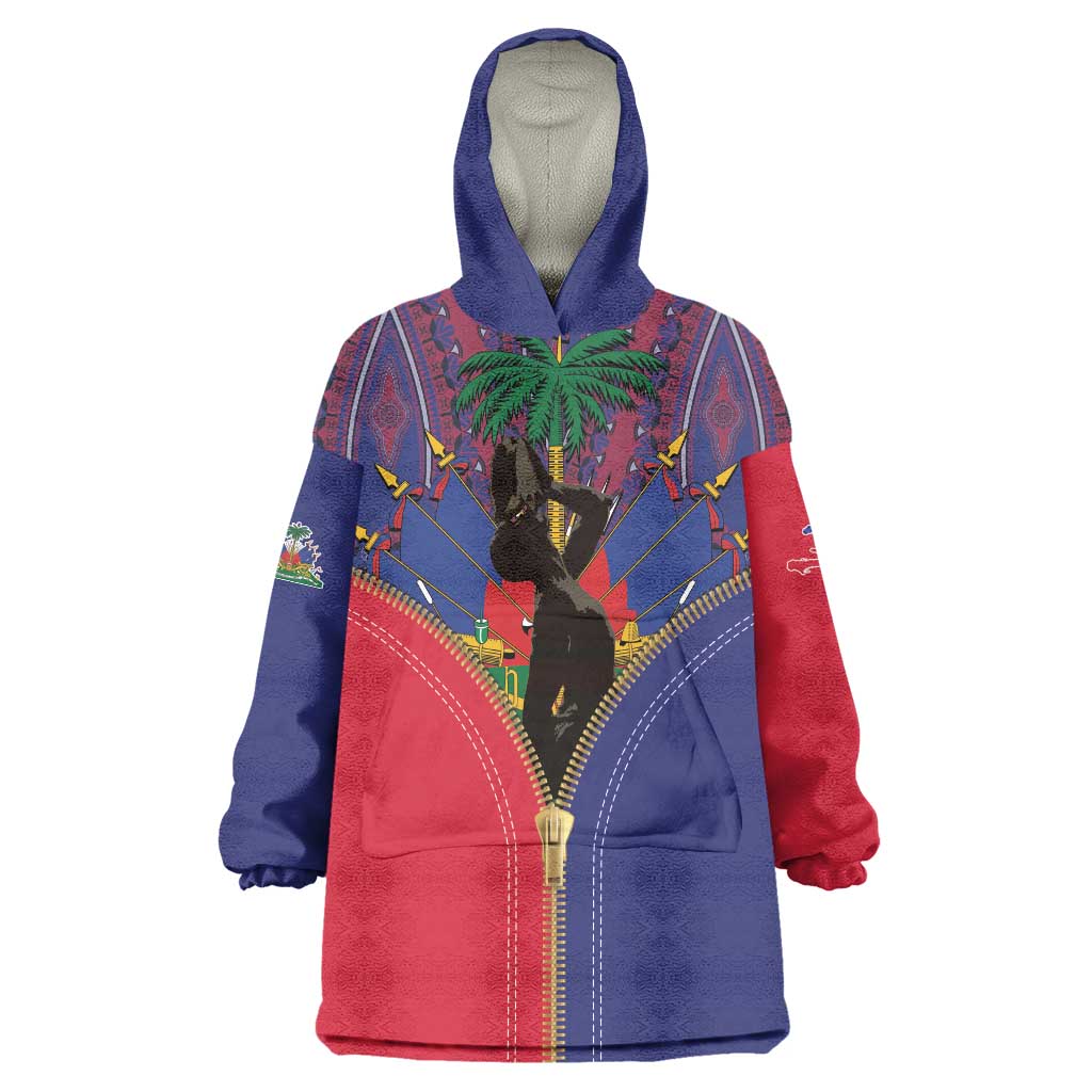 Haiti Heritage Month Wearable Blanket Hoodie Zipper Stylized