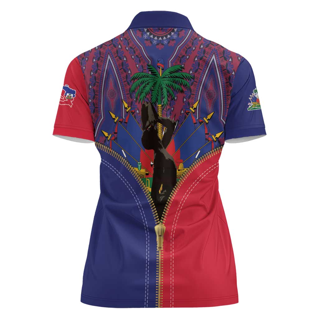 Haiti Heritage Month Women Polo Shirt Zipper Stylized