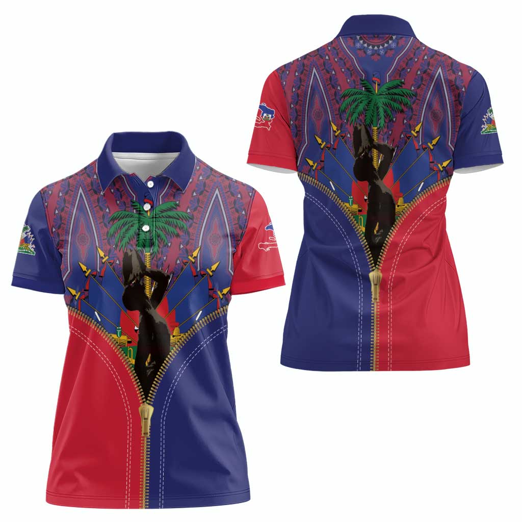 Haiti Heritage Month Women Polo Shirt Zipper Stylized