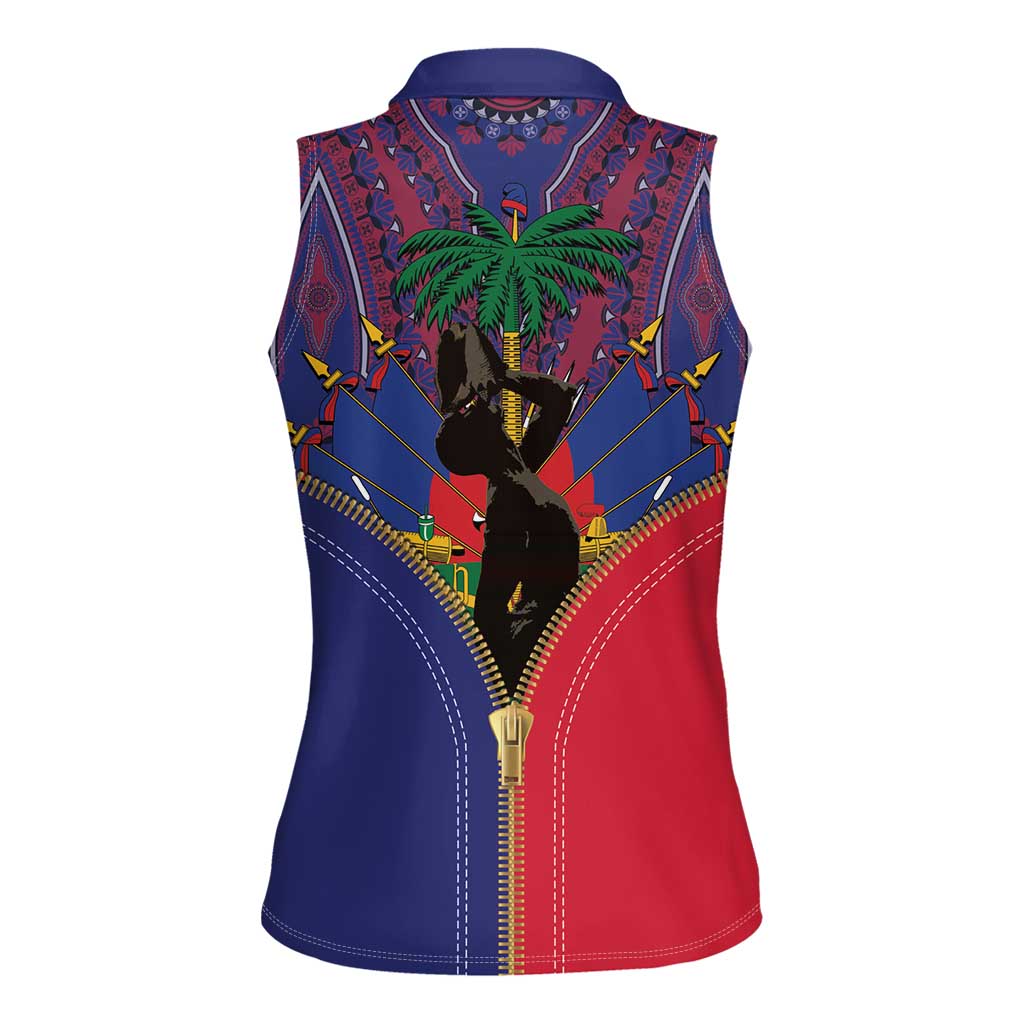 Haiti Heritage Month Women Sleeveless Polo Shirt Zipper Stylized