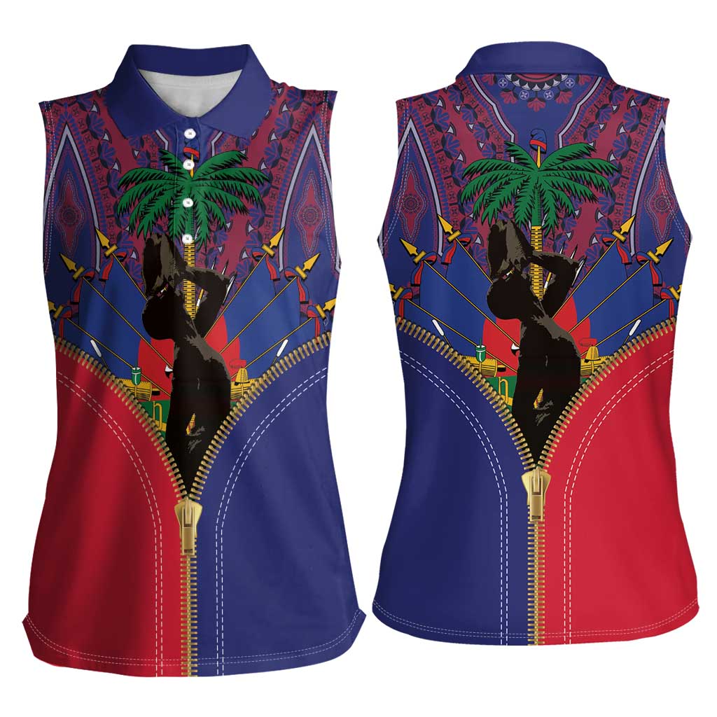 Haiti Heritage Month Women Sleeveless Polo Shirt Zipper Stylized