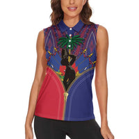 Haiti Heritage Month Women Sleeveless Polo Shirt Zipper Stylized