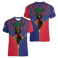 Haiti Heritage Month Women V-Neck T-Shirt Zipper Stylized