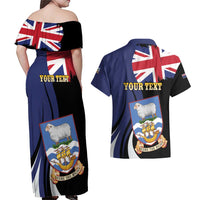 Personalised Falkland Islands Couples Matching Off Shoulder Maxi Dress and Hawaiian Shirt Desire the Right