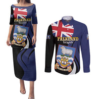 Personalised Falkland Islands Couples Matching Puletasi and Long Sleeve Button Shirt Desire the Right