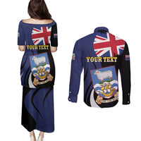 Personalised Falkland Islands Couples Matching Puletasi and Long Sleeve Button Shirt Desire the Right
