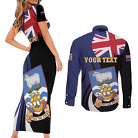 Personalised Falkland Islands Couples Matching Short Sleeve Bodycon Dress and Long Sleeve Button Shirt Desire the Right