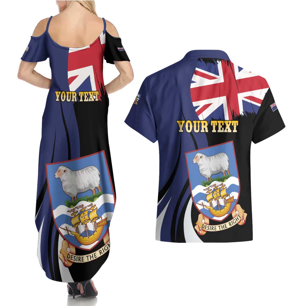 Personalised Falkland Islands Couples Matching Summer Maxi Dress and Hawaiian Shirt Desire the Right