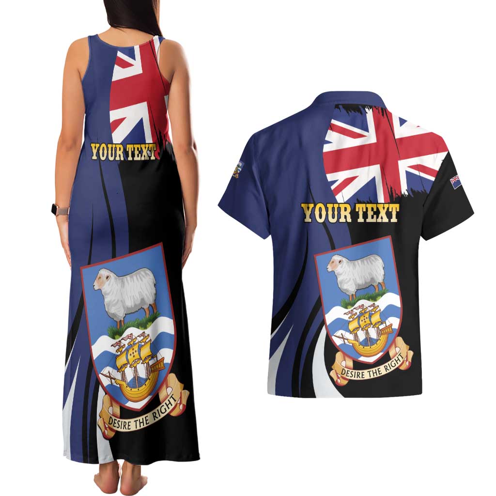 Personalised Falkland Islands Couples Matching Tank Maxi Dress and Hawaiian Shirt Desire the Right