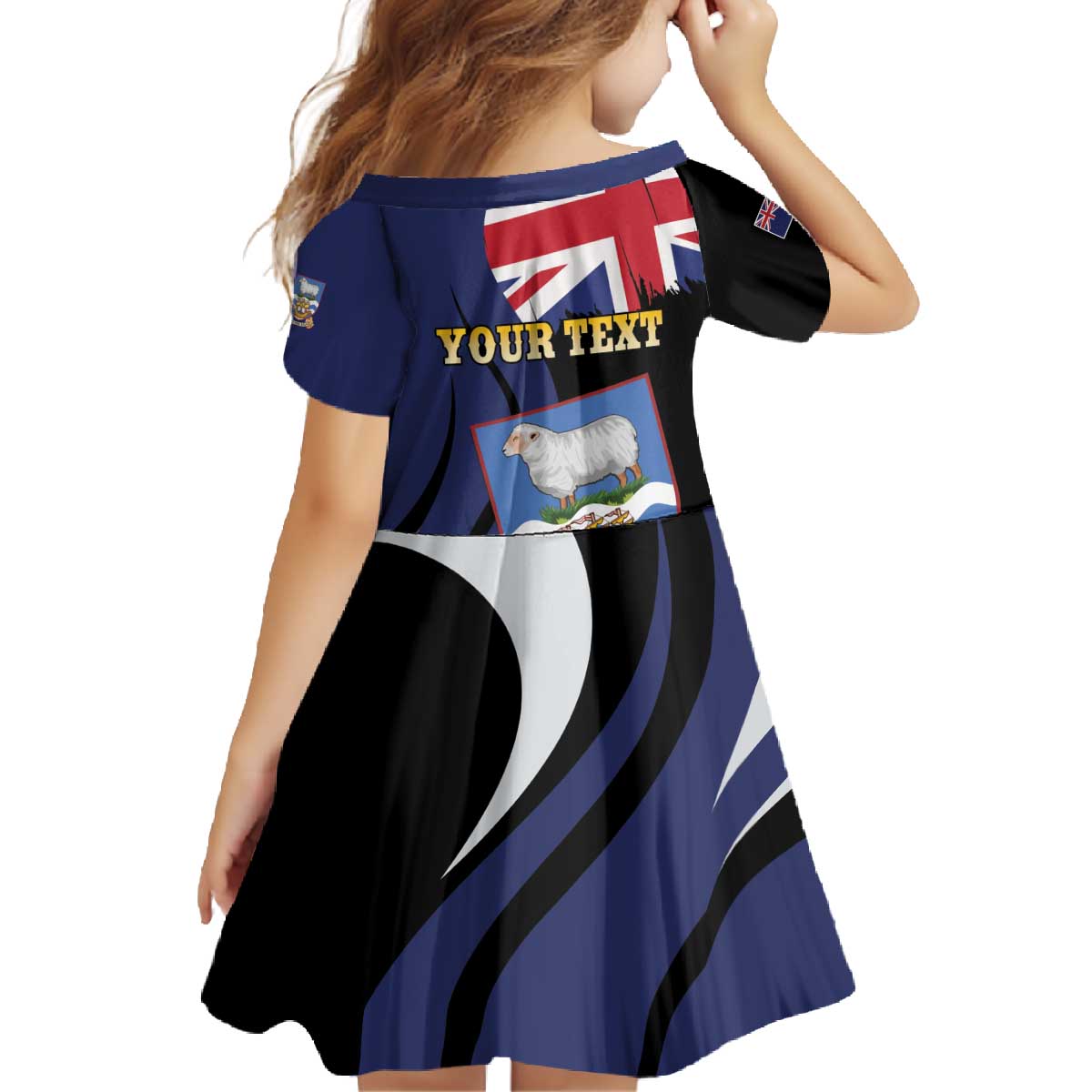Personalised Falkland Islands Family Matching Off The Shoulder Long Sleeve Dress and Hawaiian Shirt Desire the Right
