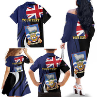 Personalised Falkland Islands Family Matching Off The Shoulder Long Sleeve Dress and Hawaiian Shirt Desire the Right