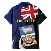Personalised Falkland Islands Family Matching Off The Shoulder Long Sleeve Dress and Hawaiian Shirt Desire the Right