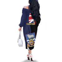 Personalised Falkland Islands Family Matching Off The Shoulder Long Sleeve Dress and Hawaiian Shirt Desire the Right