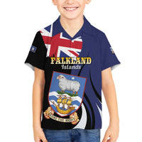 Personalised Falkland Islands Family Matching Off The Shoulder Long Sleeve Dress and Hawaiian Shirt Desire the Right