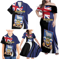 Personalised Falkland Islands Family Matching Off Shoulder Maxi Dress and Hawaiian Shirt Desire the Right