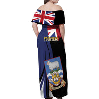 Personalised Falkland Islands Family Matching Off Shoulder Maxi Dress and Hawaiian Shirt Desire the Right