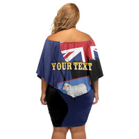 Personalised Falkland Islands Family Matching Off Shoulder Short Dress and Hawaiian Shirt Desire the Right