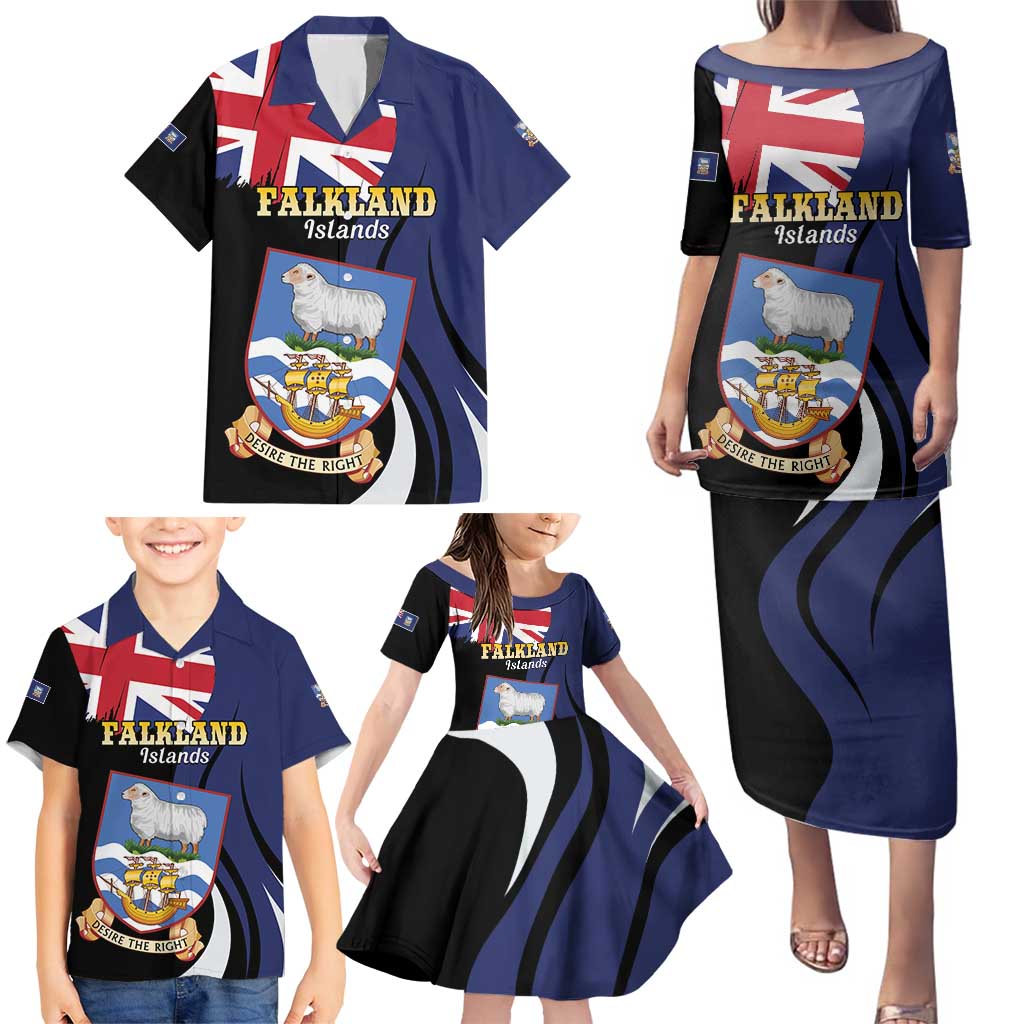 Personalised Falkland Islands Family Matching Puletasi and Hawaiian Shirt Desire the Right