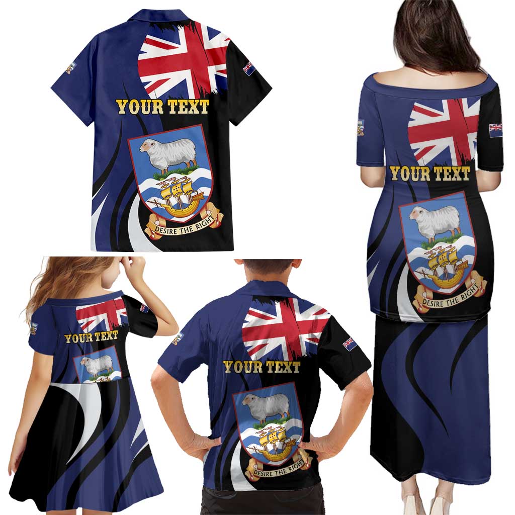 Personalised Falkland Islands Family Matching Puletasi and Hawaiian Shirt Desire the Right