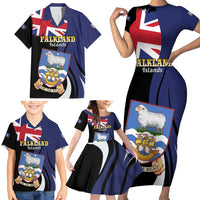 Personalised Falkland Islands Family Matching Short Sleeve Bodycon Dress and Hawaiian Shirt Desire the Right