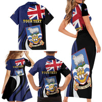 Personalised Falkland Islands Family Matching Short Sleeve Bodycon Dress and Hawaiian Shirt Desire the Right