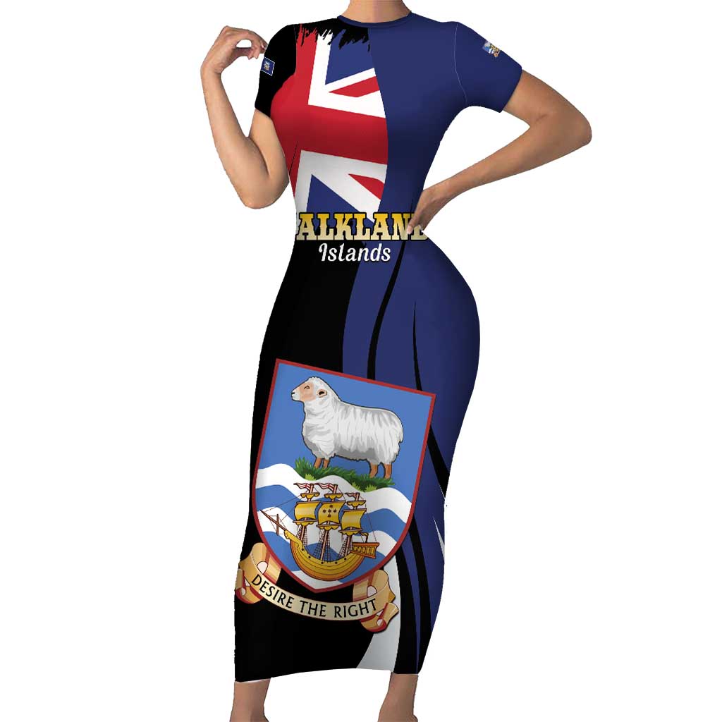 Personalised Falkland Islands Family Matching Short Sleeve Bodycon Dress and Hawaiian Shirt Desire the Right