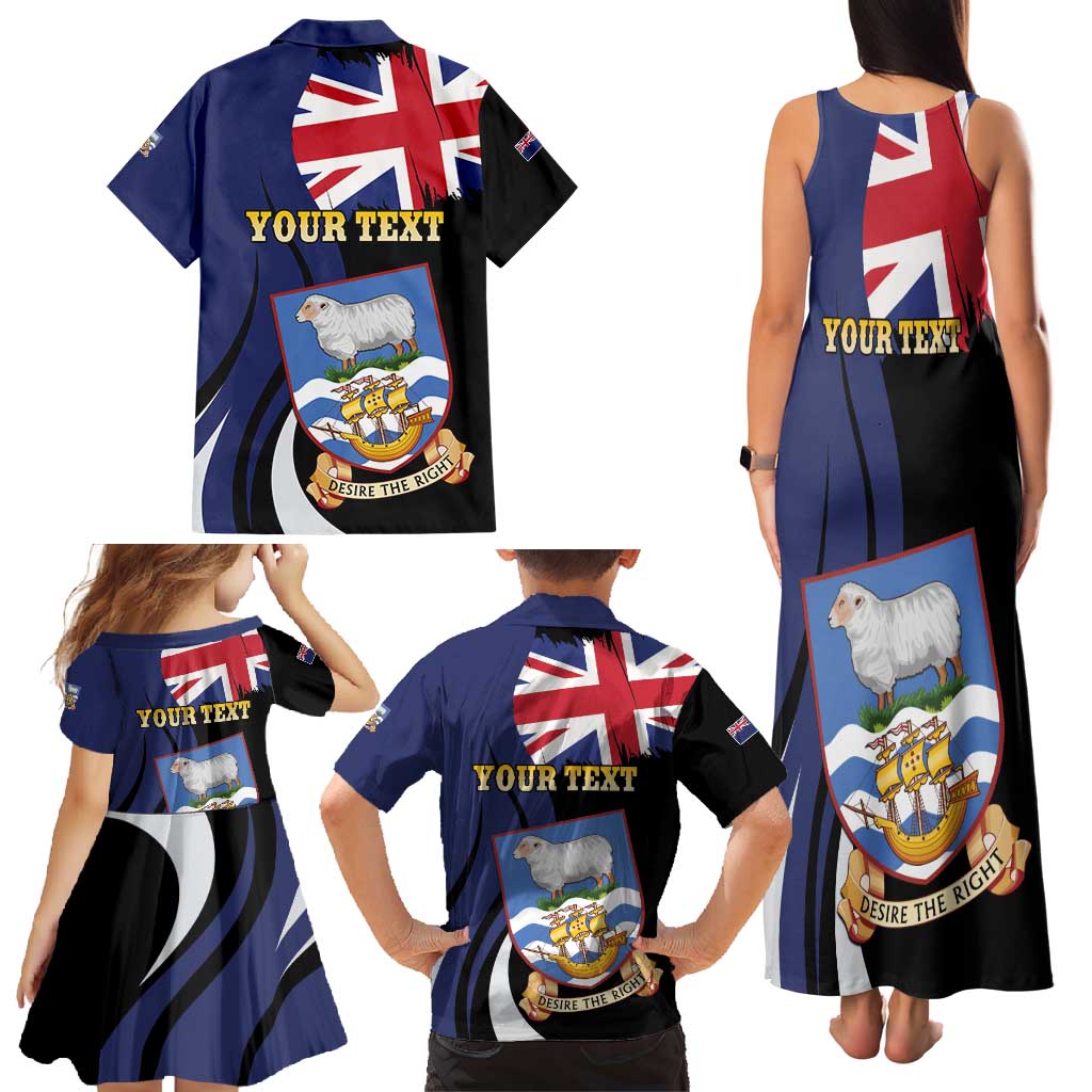 Personalised Falkland Islands Family Matching Tank Maxi Dress and Hawaiian Shirt Desire the Right