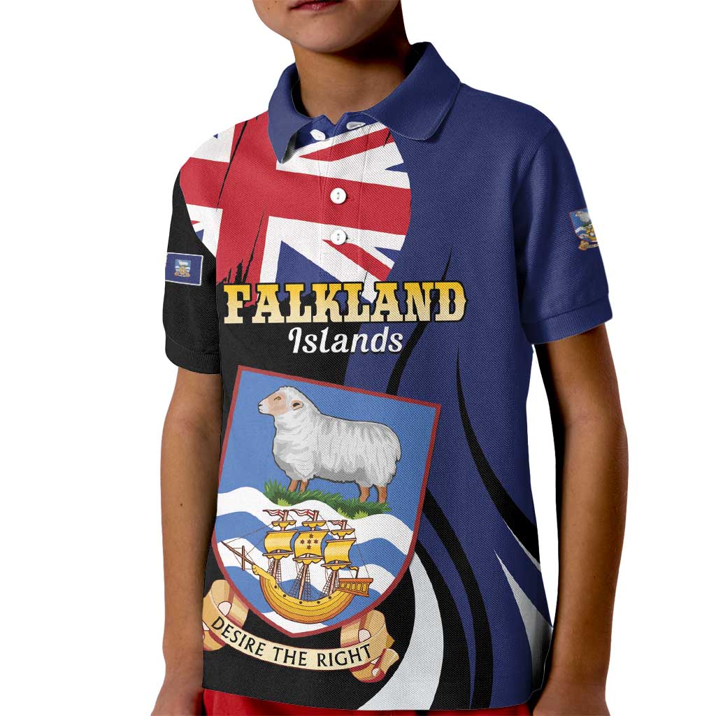 Personalised Falkland Islands Kid Polo Shirt Desire the Right