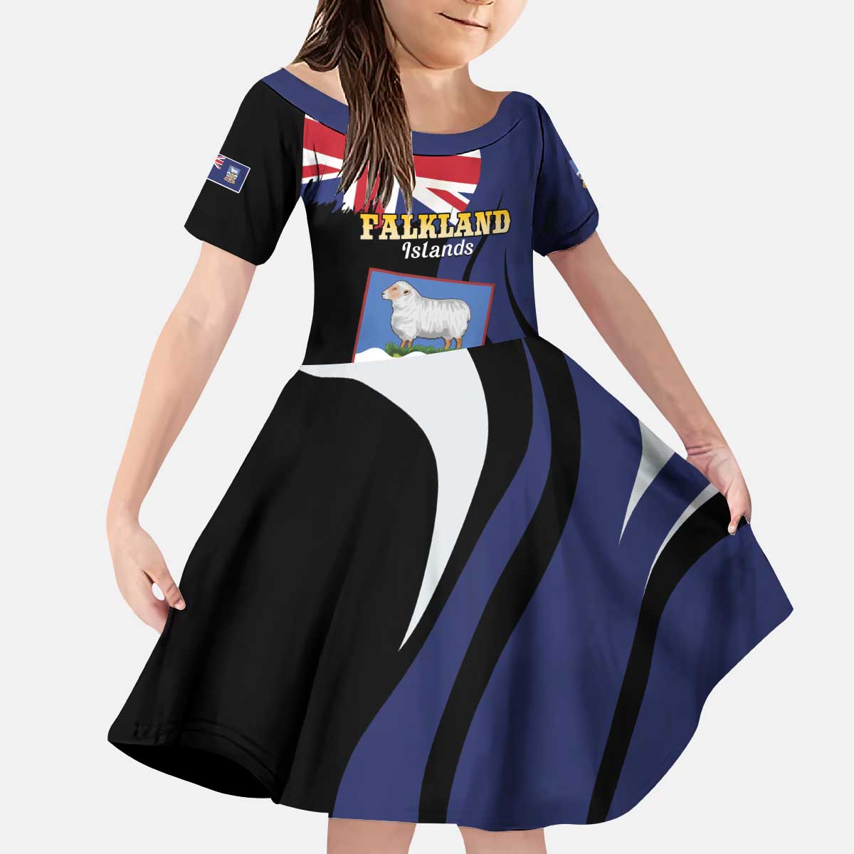 Personalised Falkland Islands Kid Short Sleeve Dress Desire the Right