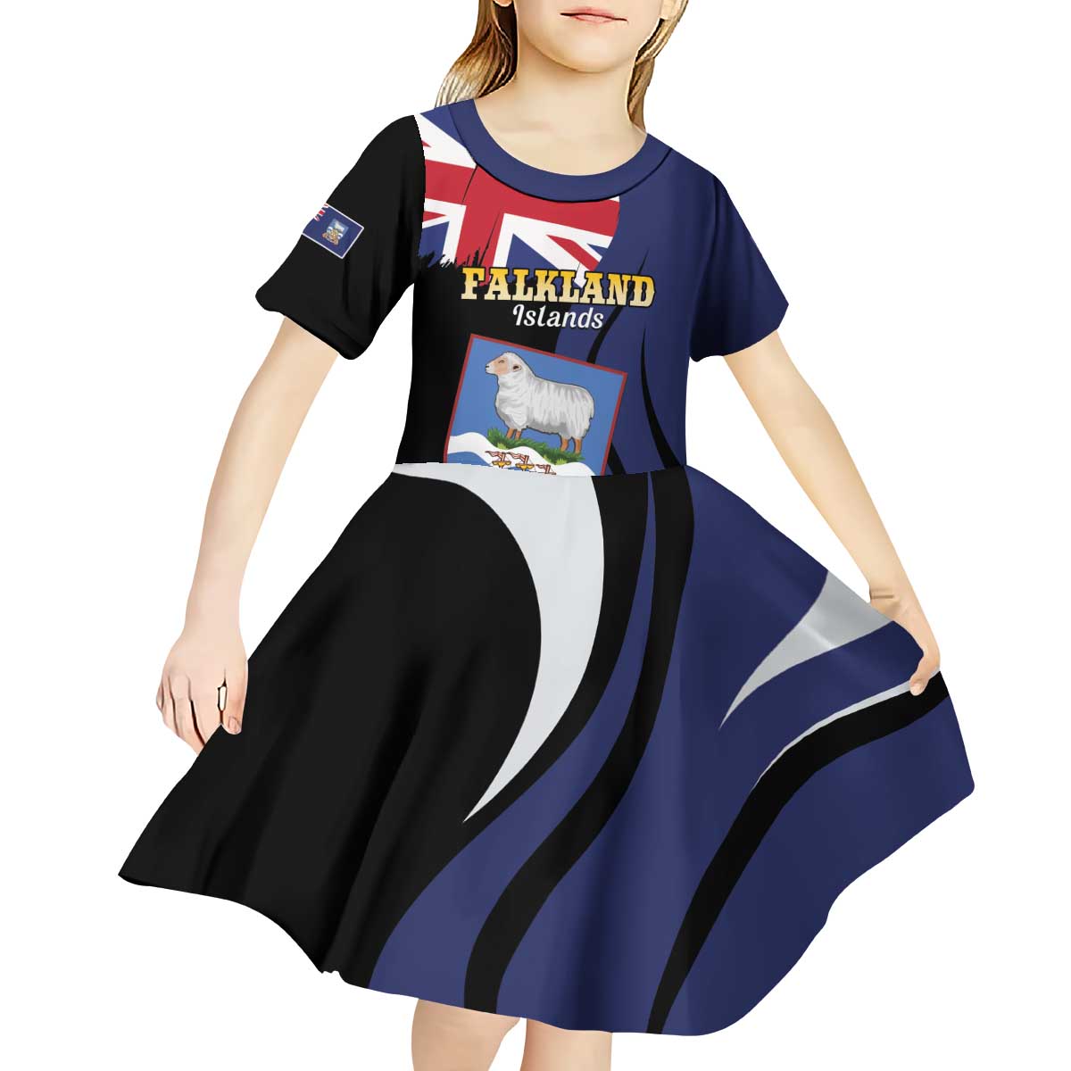 Personalised Falkland Islands Kid Short Sleeve Dress Desire the Right