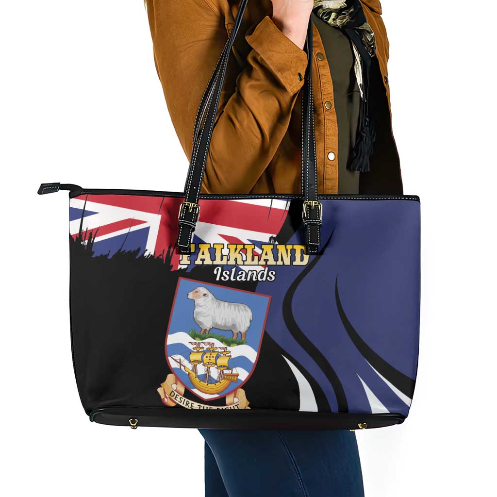Falkland Islands Leather Tote Bag Desire the Right