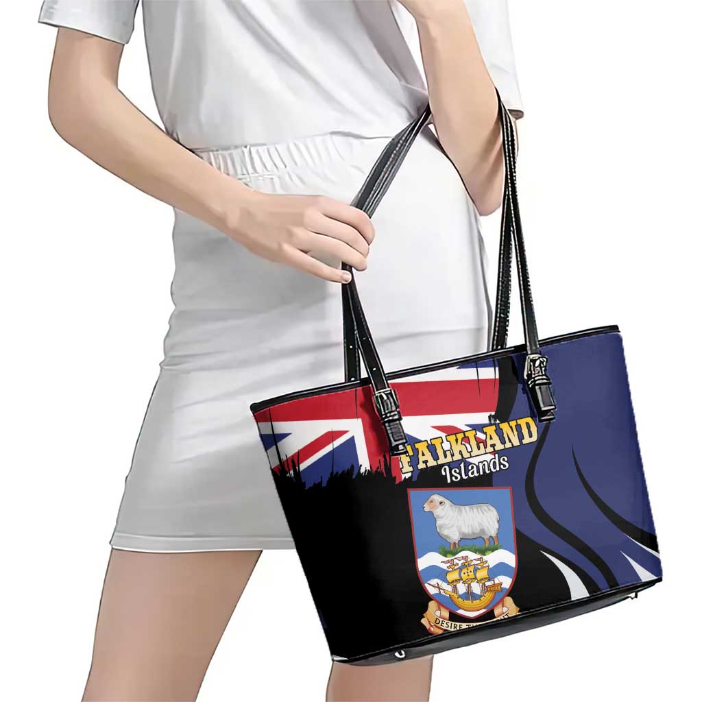Falkland Islands Leather Tote Bag Desire the Right