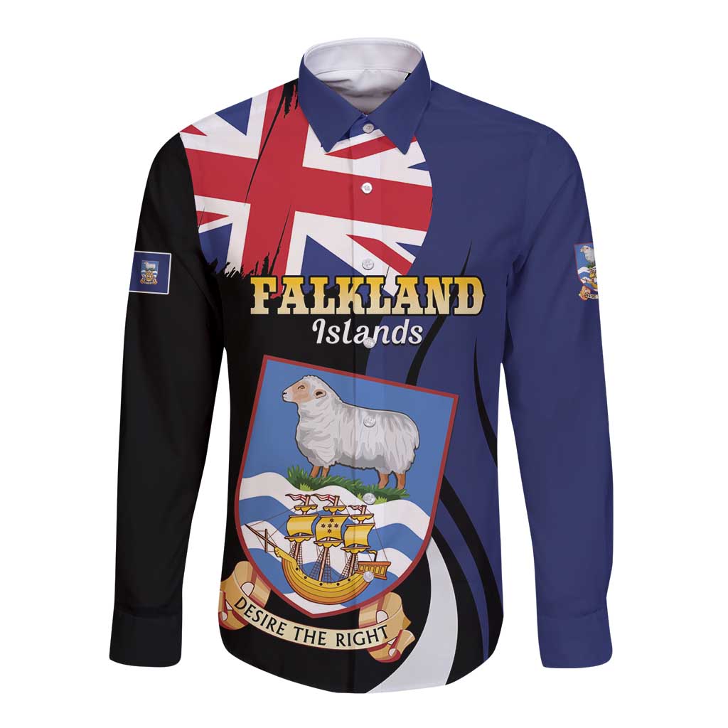 Personalised Falkland Islands Long Sleeve Button Shirt Desire the Right