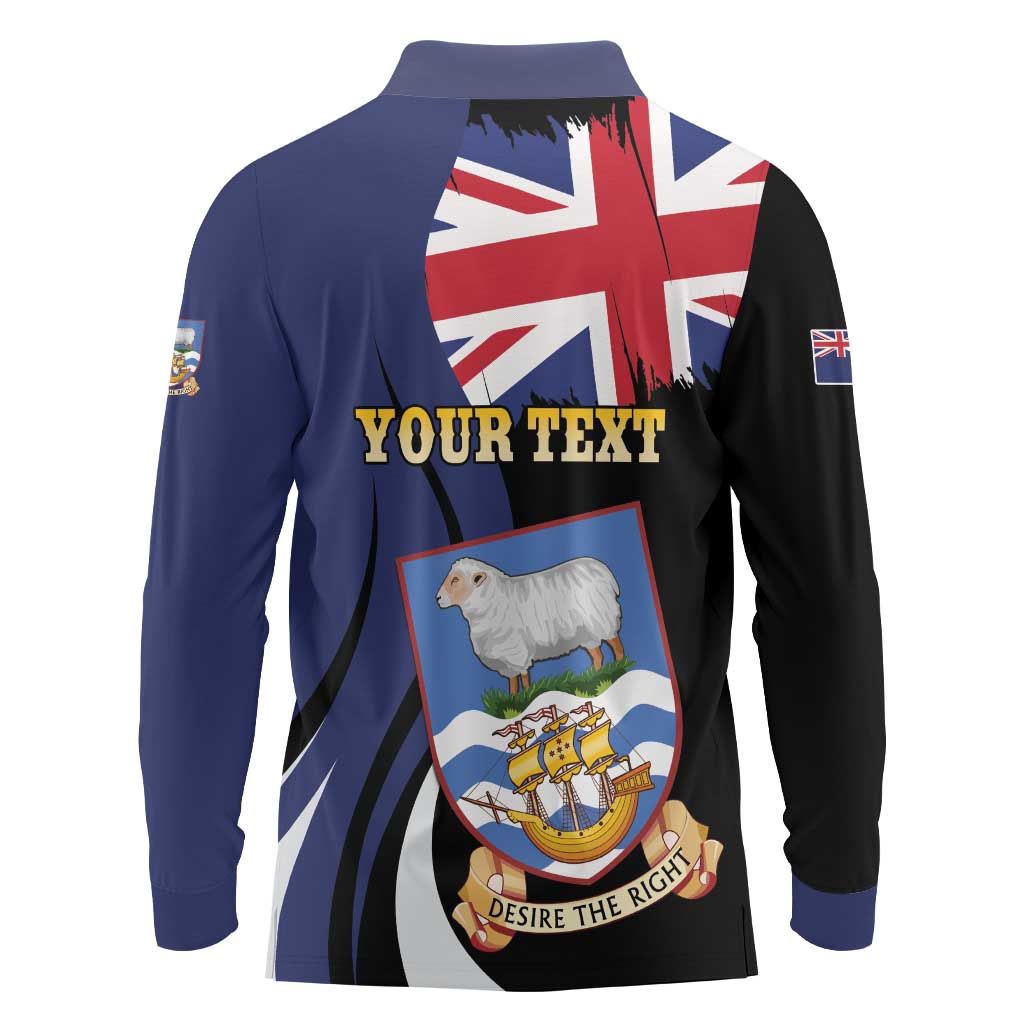 Personalised Falkland Islands Long Sleeve Polo Shirt Desire the Right