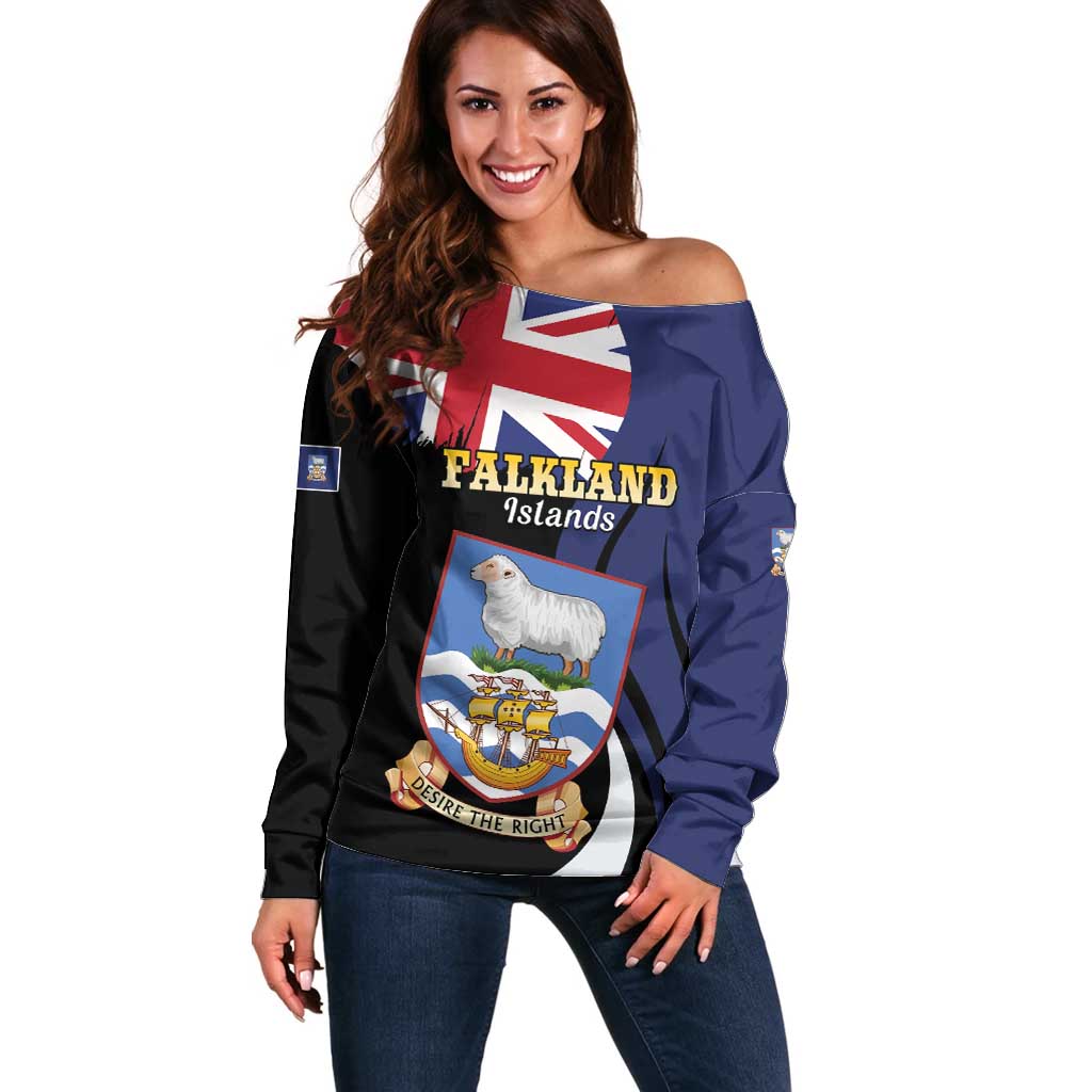 Personalised Falkland Islands Off Shoulder Sweater Desire the Right