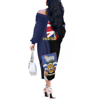 Personalised Falkland Islands Off The Shoulder Long Sleeve Dress Desire the Right