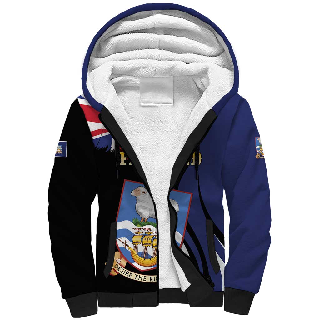 Personalised Falkland Islands Sherpa Hoodie Desire the Right