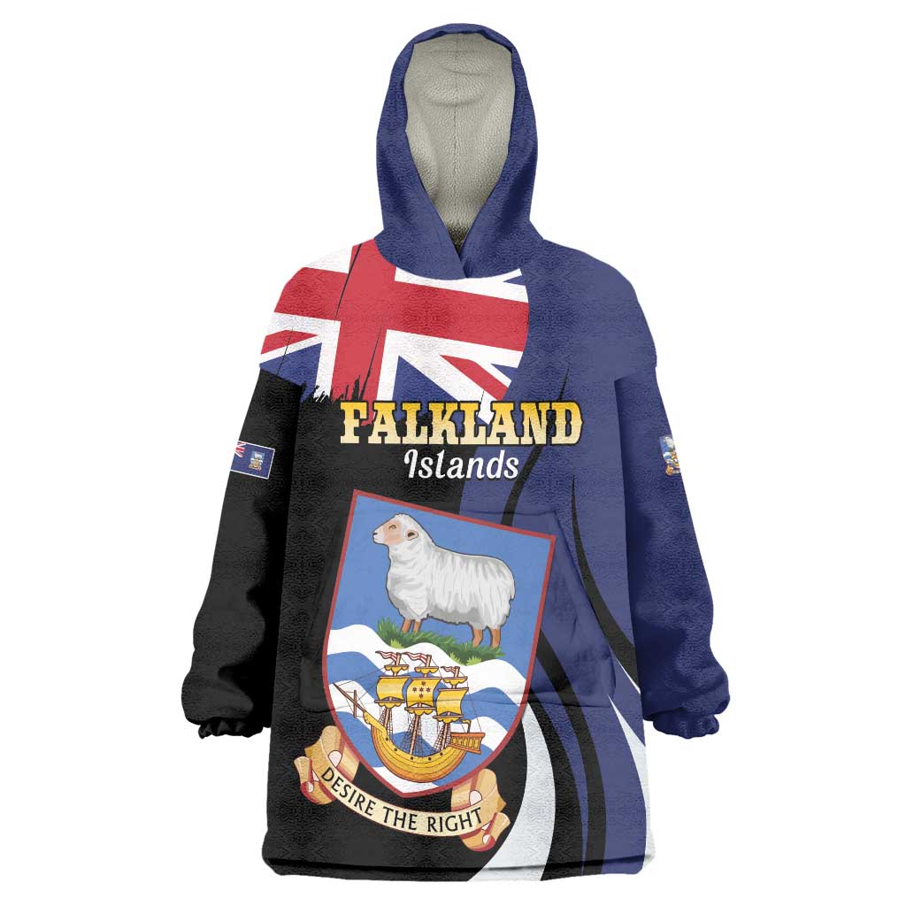 Personalised Falkland Islands Wearable Blanket Hoodie Desire the Right