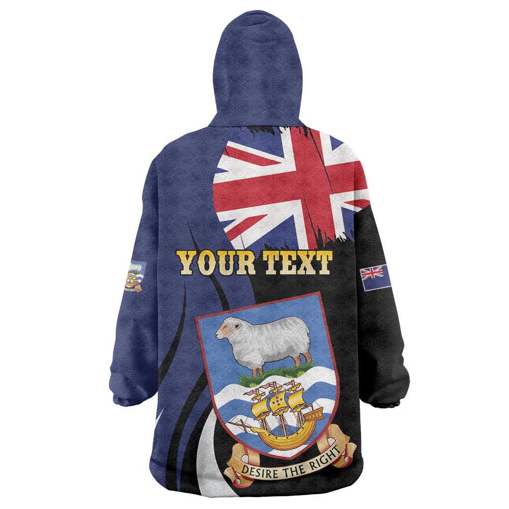 Personalised Falkland Islands Wearable Blanket Hoodie Desire the Right