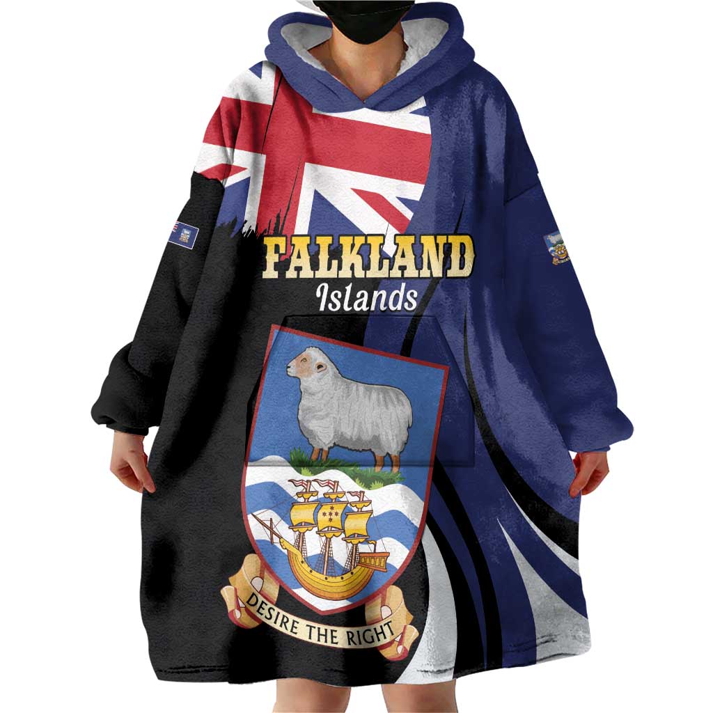 Personalised Falkland Islands Wearable Blanket Hoodie Desire the Right
