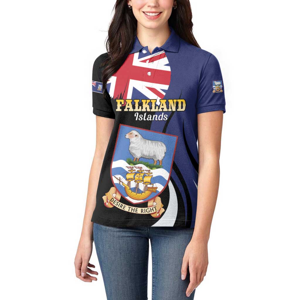 Personalised Falkland Islands Women Polo Shirt Desire the Right
