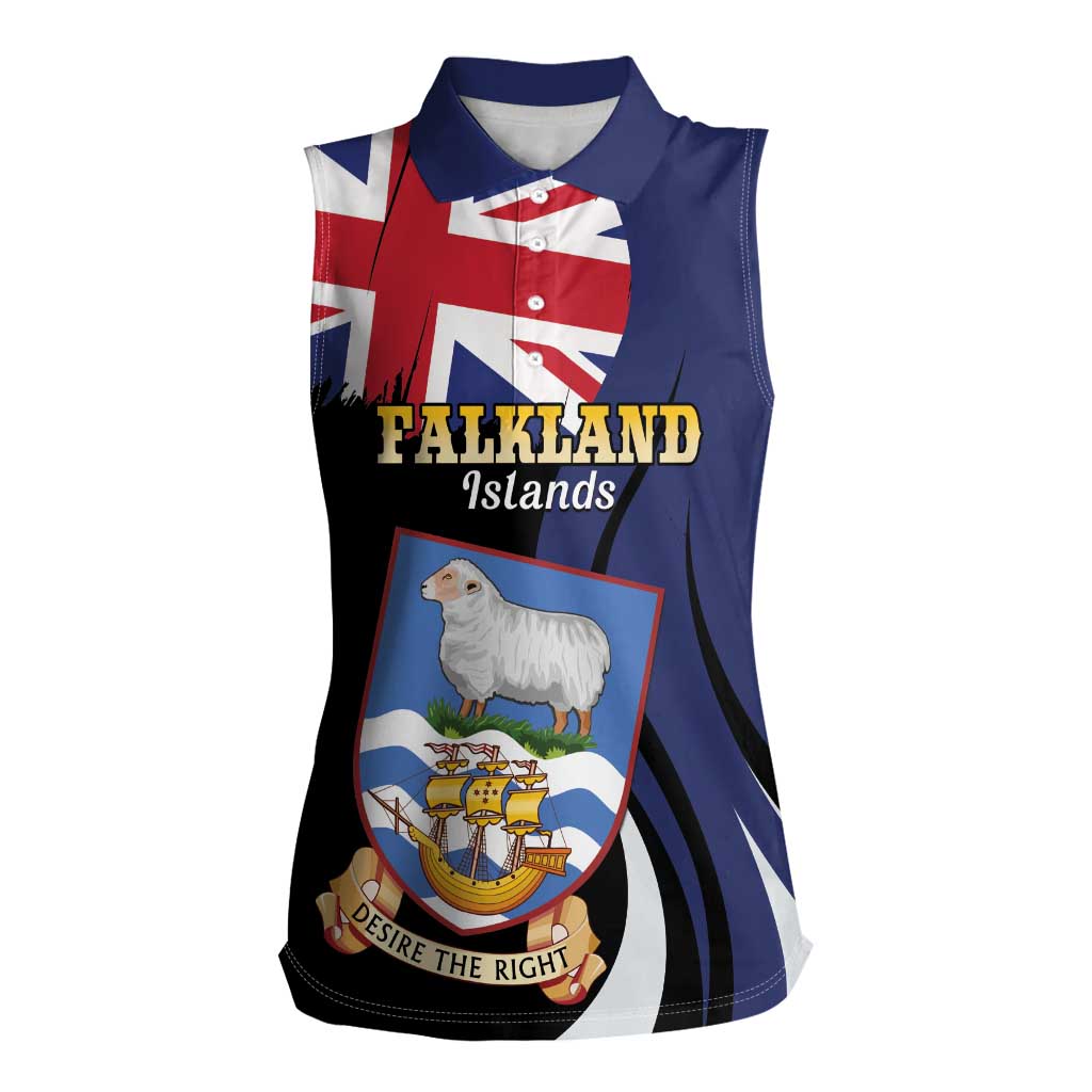 Personalised Falkland Islands Women Sleeveless Polo Shirt Desire the Right