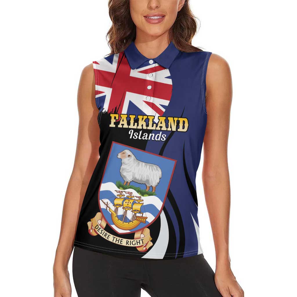 Personalised Falkland Islands Women Sleeveless Polo Shirt Desire the Right