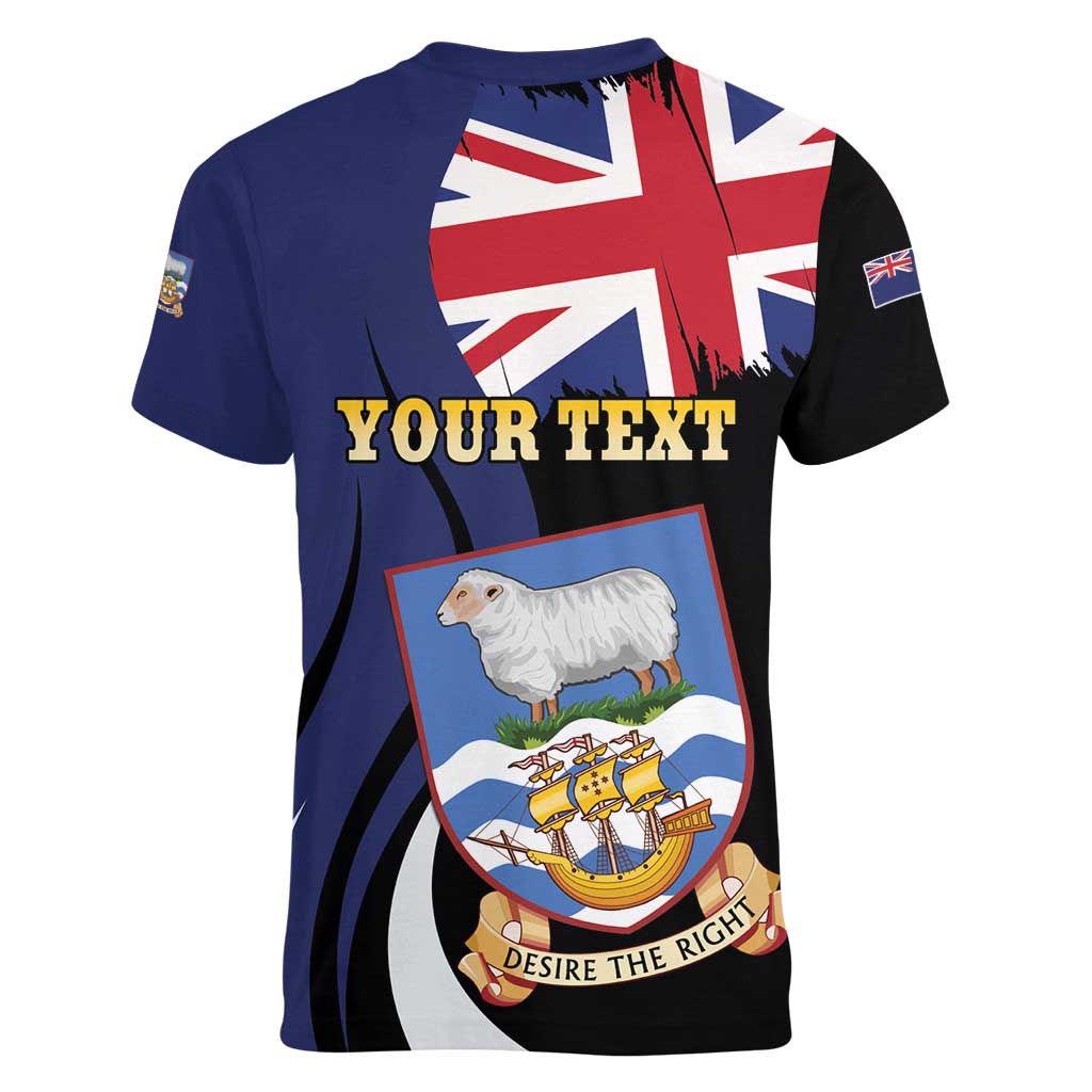 Personalised Falkland Islands Women V-Neck T-Shirt Desire the Right