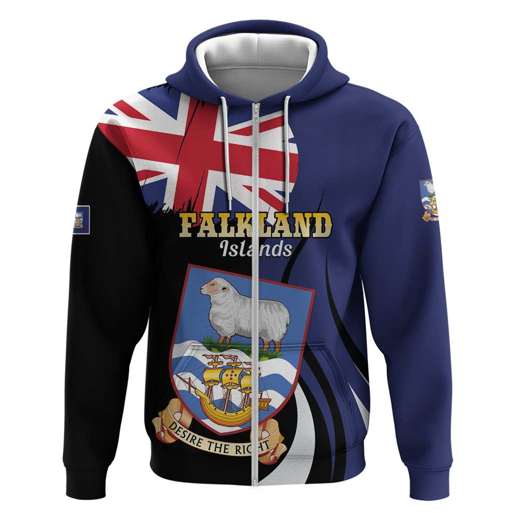 Personalised Falkland Islands Zip Hoodie Desire the Right
