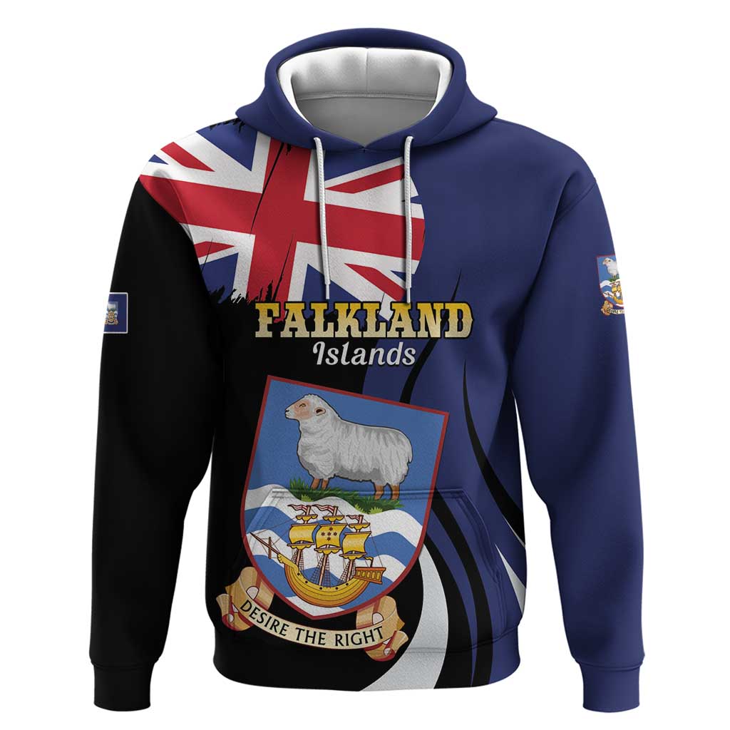 Personalised Falkland Islands Zip Hoodie Desire the Right