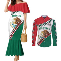 Custom Baseball Mexico Couples Matching Mermaid Dress and Long Sleeve Button Shirt Come On Mexican Team